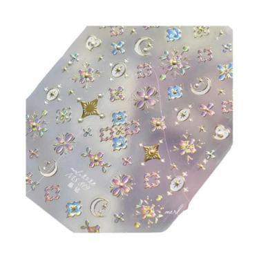 Imagem de Adesivos De Unha 5D Cetro Dourado Com Gemas, Padrão Luxuoso E Elegante