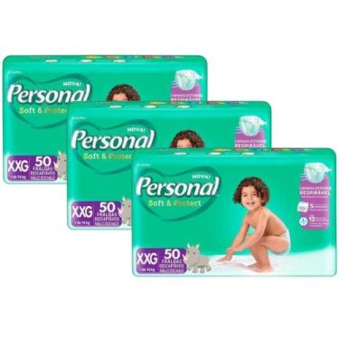 Imagem de Kit 3 Pacotes de Fralda Personal Baby - Tamanho XXG - 50 Uni Cada Tota