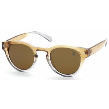 Imagem de Óculos de Sol Casual Unissex Polo London Club,design Redondo Lente Proteção UV400 - Kit contém Case Couro ECO (Marrom)