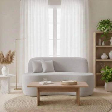 Imagem de Sofá Minimalista Orgânico 2 Lugares Sala Bouclé Cor:cinza