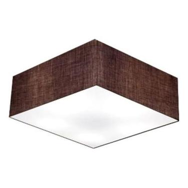 Imagem de Plafon Para Sala Quadrado SL3001 Cúpula em Tecido - Vivare, Café, 110V