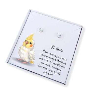 Imagem de Brinco ponto de luz de aço + Caixa Presente Mãe de Calopsita