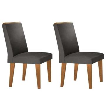 Imagem de Kit 2 Cadeiras Sala Jantar Lunara 2 Un Madeira Capuccino/Suede Grafite
