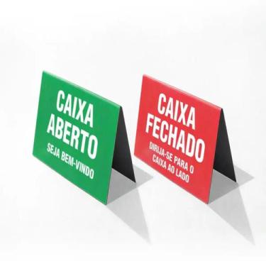 Imagem de Placa Caixa Fechado Display 20x20cm Mesa Balcao Atendimento - Visual S