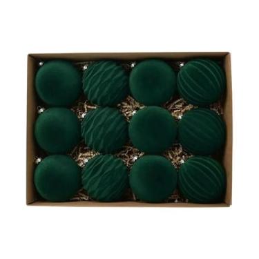 Imagem de Conjunto De Enfeites De Natal Em Veludo Texturizado 12 Peças - Bolas F