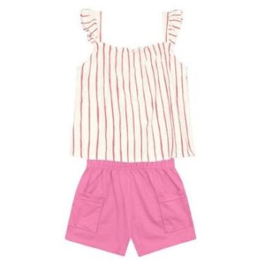 Imagem de Conjunto infantil menina listrado Brandili-Feminino