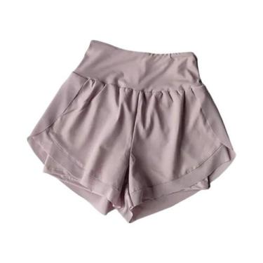 Imagem de Shorts Esportivos Femininos De Cintura Alta Em Tela De Secagem Rápida 