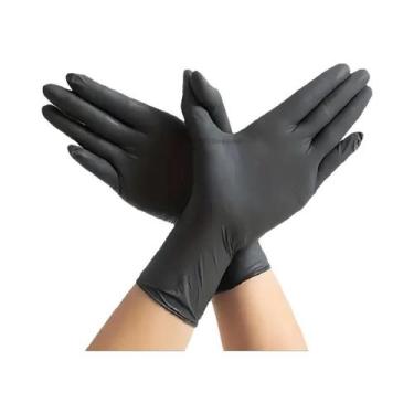 Imagem de Luvas De Cozinha Descartáveis De Nitrila Pretas Para Lavar Louças, Tra