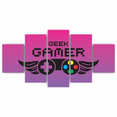 Imagem de Kit Quadros Decorativos Mdf Gamer Geek Controle Roxa