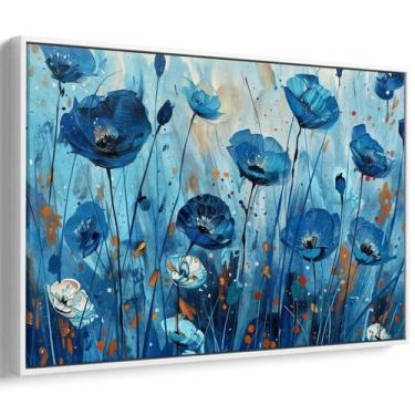 Imagem de Quadro Flores - Papoulas Azuis no Jardim dos Sonhos Encantados da Noit