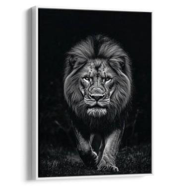 Imagem de Quadro Leão Preto e Branco - Mioquadros, 160x100 cm, Branco
