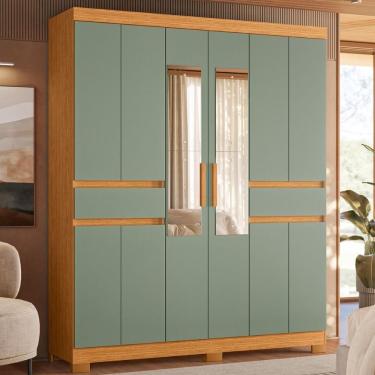 Imagem de Armário De Quarto E Prateleiras 10 Portas 2 Gavetas Com Espellho Cinamomo