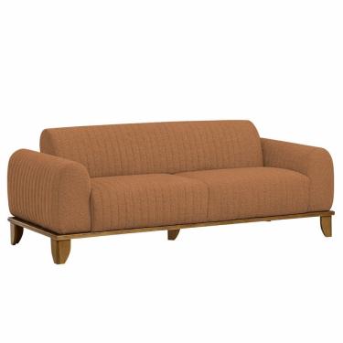 Imagem de Sofá Molino 3 Lugares 210cm Pés Madeira Castanho Bouclé Terracota - Nexta Casa