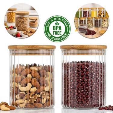 Imagem de Kit Potes Herméticos Vidro Canelado redondo Cantinho Do Café 700ml - L