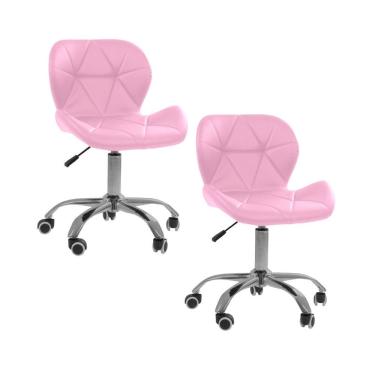 Imagem de Kit 02 Cadeiras Office Eiffel Slim Ajustável Oficial Kit 2 Rosa