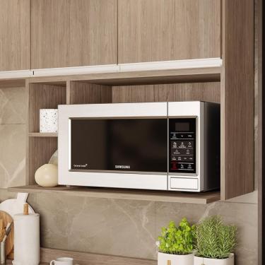 Imagem de Suporte Microondas Aéreo 81cm Com Nicho Adega Miami Castanho - Lumil