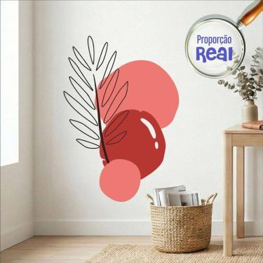 Imagem de Adesivo Floral Boho Vermelho Estilo Nórdico 100x69 Minimalista Mod.02