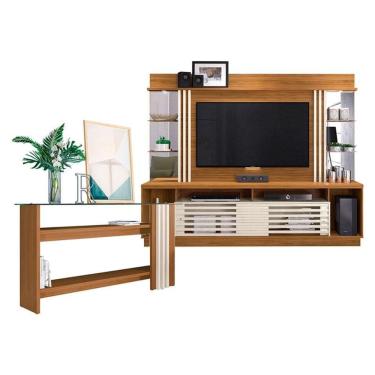 Imagem de Estante Home Theater com Aparador Frizz Gold Naturale Off White – Madetec