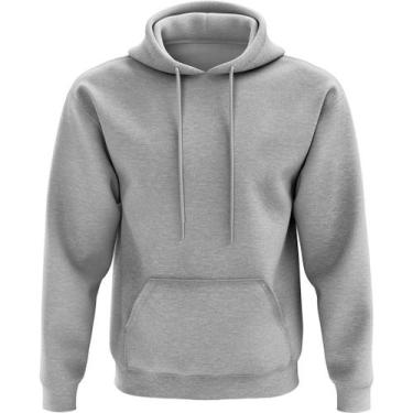 Imagem de Moletom Liso Canguru Básico Masculino Capuz Casual Streetwear Bolso Fr