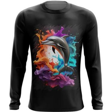 Imagem de Camiseta Manga Longa Golfinho Inteligência Arte Pintura 6 - Kasubeck S