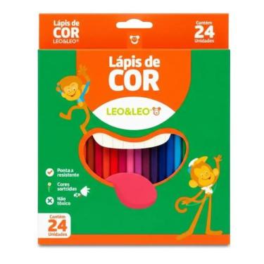 Imagem de Lápis de Cor 24 Unidades Cores Vibrantes Ponta Resistente p Atividades