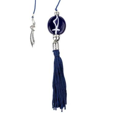 Imagem de Patuá Retrovisor de Carro Ogum Azul Murano 30mm - Lua Mística - 100% O