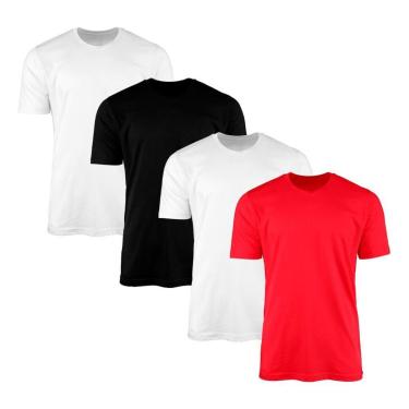 Imagem de Kit 4 Camisetas Masculina Lisa Básica 100% Algodão-Masculino