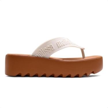 Imagem de Sandália Melissa M-Lover Thong Platform Feminina, Marrom, Bege, 38