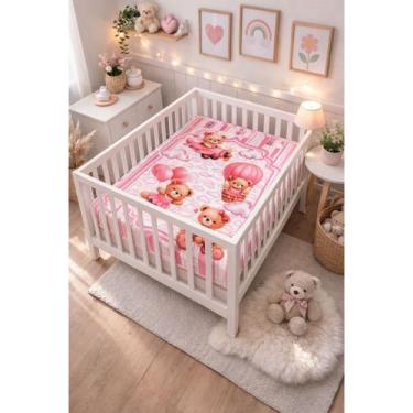 Imagem de Manta de bebê flannel estampada 01 peça 1.00/1.40 m - NoBrand, rosa
