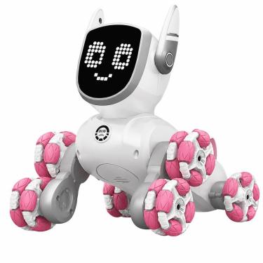 Imagem de Robô Cão Interativo com Controle Remoto Rosa Brinquedo Eletrônico Anda Late Dança Recarregável Utimix