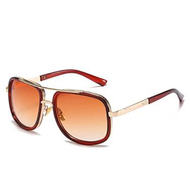 Imagem de Fashion Big Frame Sunglasses Men Square Metal Sun Glasses Women Retro Sun Glasses Vintage,3 Tea,GradientTea,china