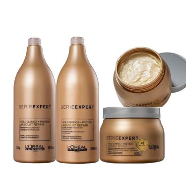 Imagem de Kit loreal absolut repair gold shampoo 1500ML E CONDICIONADOR1500ML mascara 500GR