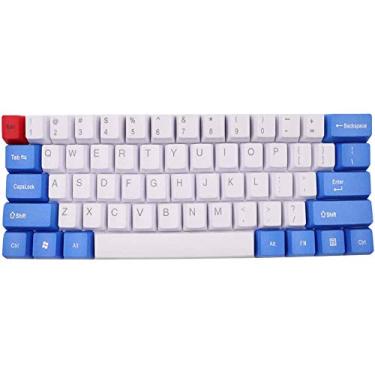Imagem de 61 teclas ANSI Layout PBT OEM Perfil Keycap para MX Switch Teclado mecânico de jogos Branco + Cor Azul