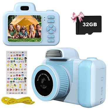 Imagem de Brinquedos para meninos de 3 anos e meninas, câmera de selfie infantil para crianças, câmera de vídeo digital infantil, presente de festival de aniversário de Natal para meninos de 3 anos, 4 e 5 6 7 8 9 com cartão de 32 GB (azul)