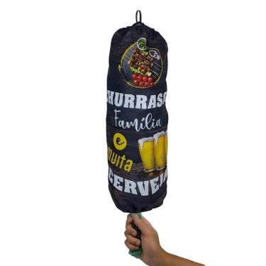 Imagem de Puxa Saco Tecido Churrasco Família Dispenser Porta Sacolas