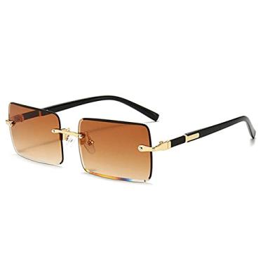 Imagem de Óculos de Sol Retangular Masculino Sem Aro Óculos de Sol Feminino UV400 Condução Gradiente Óculos Moda Óculos, 6,A