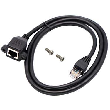 Imagem de AAOTOKK Cabo de rede Ethernet Cat 6 RJ45 macho para fêmea blindado conector de rede Ethernet cabo de extensão de montagem no painel para roteador, modem (1 m)