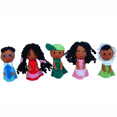 Imagem de Dedoches De Feltro - Família Afro Brasileiro - 5 Personagens - Multicolorido - 100% Artesanal
