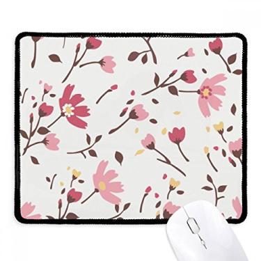 Imagem de Mousepad Calliopsis Folhas de Plantas Rosa Borda Costurada Tapete Borracha Gaming Pad