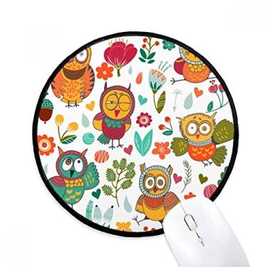 Imagem de Mouse pad com estampa de flores e corujas para desenho à mão para escritório