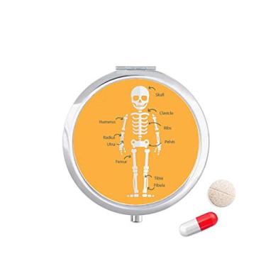 Imagem de Caixa de comprimidos com ilustração de osso humano de desenho animado, caixa de armazenamento de medicamentos, dispensador de recipiente