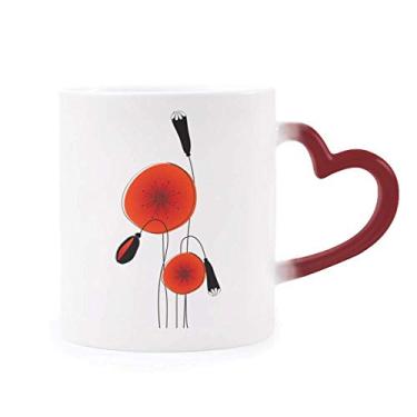 Imagem de Caneca de grés com pintura abstrata de milho sensível ao calor que muda de cor vermelha