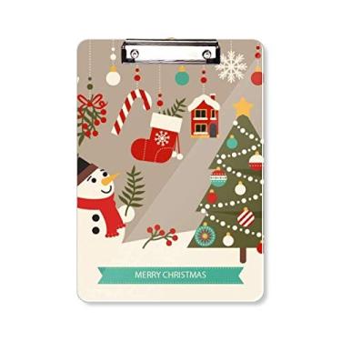 Imagem de Luvas de árvore de Natal boneco de neve para festivais, pasta, bloco de anotações, placa de apoio A4