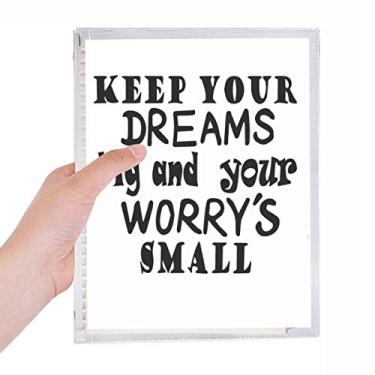 Imagem de Caderno de palavras "Dream And Worry" com desenho de palavras em inglês