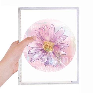 Imagem de Caderno de plantas de flor de crisântemo em aquarela rosa com folhas soltas diário recarregável