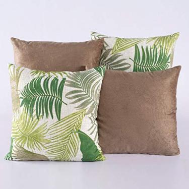 Imagem de Kit c/ 4 Almofadas Cheias Decorativas Coqueiro Verde/Caqui
