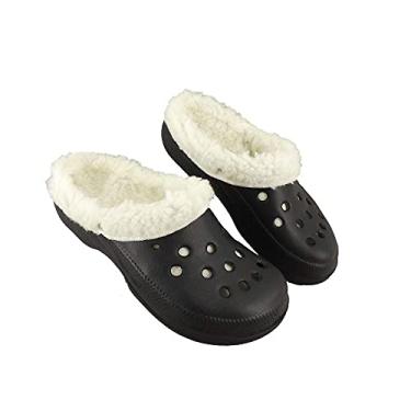 Imagem de Babuche de Pelo Inverno Pantufa Adulto Infantil Sandália Chinelo Pelo AM88 Cor:Preto-Creme;Tamanho:27/28