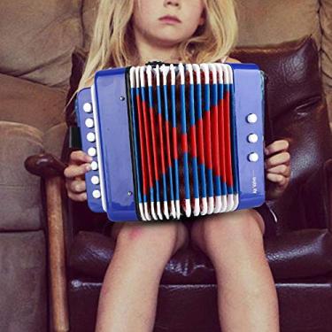 Imagem de Acordeão infantil, instrumento de acordeão seguro para crianças, entusiasta de música azul durável e confiável para crianças e entretenimento