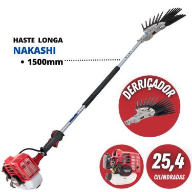 Imagem de Kit Derriçador com Mãozinha Dupla Pro 2 Nakashi com Motor NK 270 á Gasolina 25,4cc Haste Longa, Garra Dupla e Transmissão com 8 Rolamentos Agulha