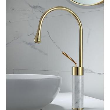 Imagem de Torneira do banheiro Ouro escovado Torneira da bacia Latão e mármore Torneira misturadora Torneira quente fria da pia Torneira do banheiro, 11, tamanho único